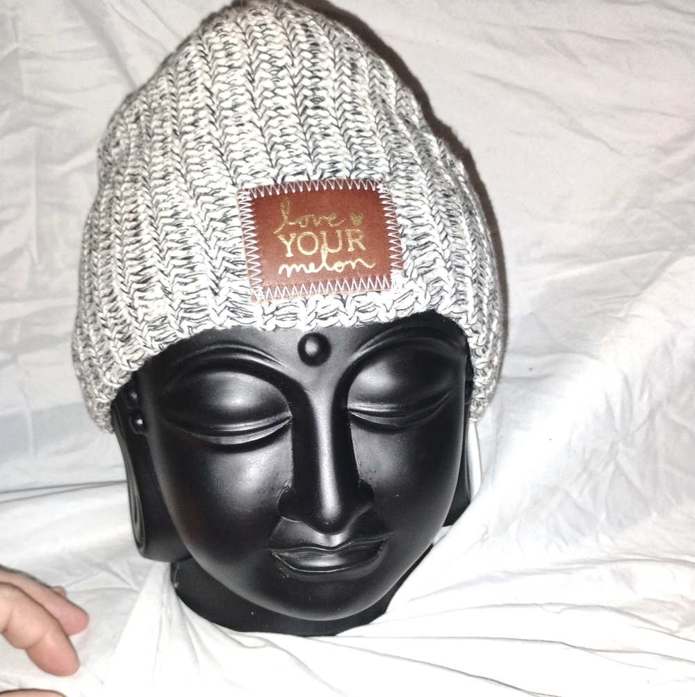 Love Your Melon White and Brown Knit Hat